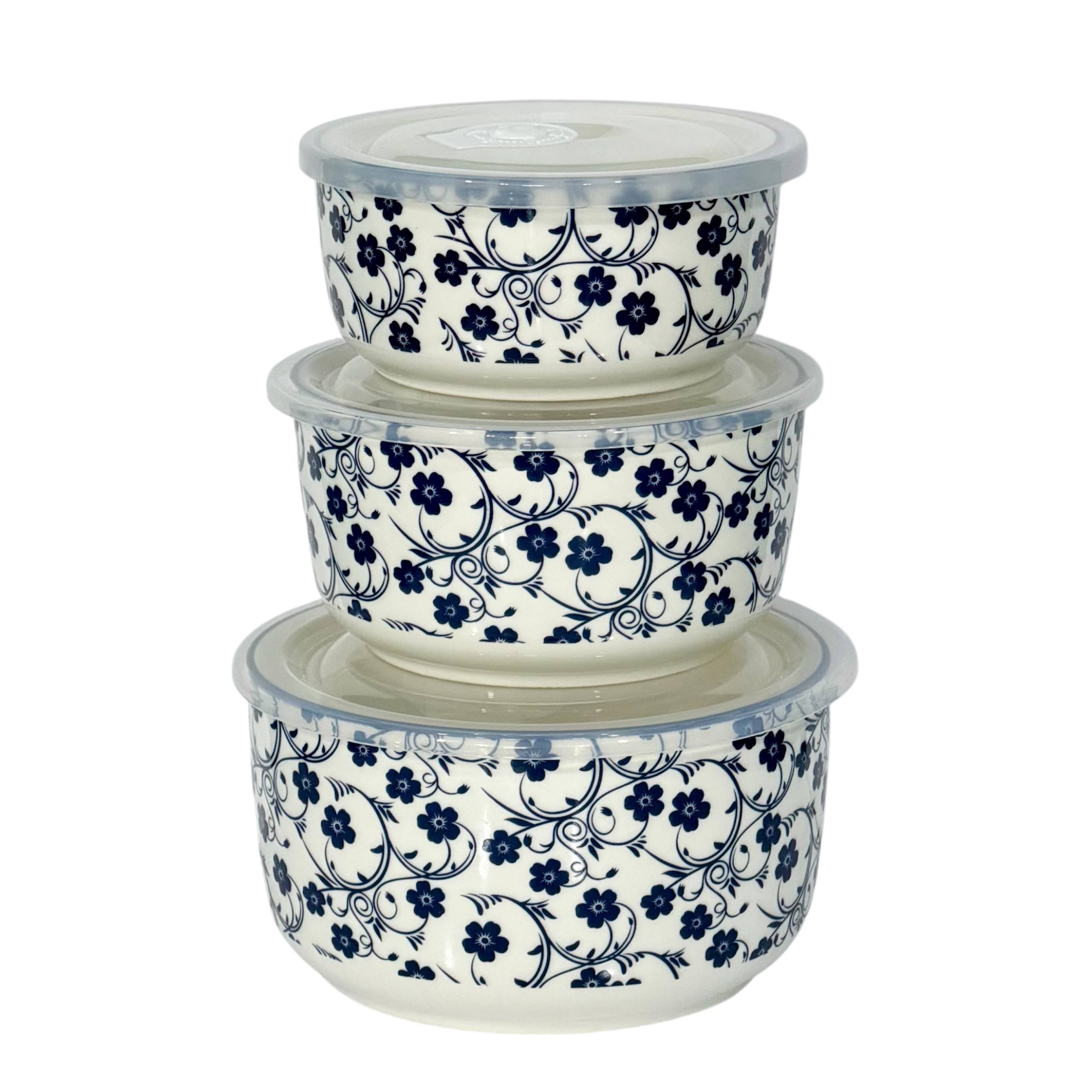 ست 3 عددی ظرف غذا دنی هوم طرح گل آبی